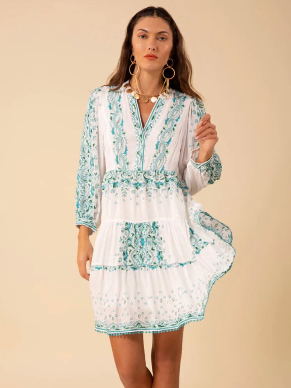 Hale Bob | Emery Embroidered Dress in Blue